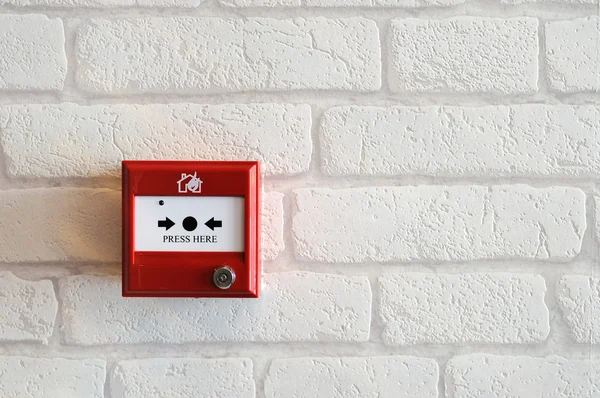 Fire alarm red box stick — Stock Photo, Image