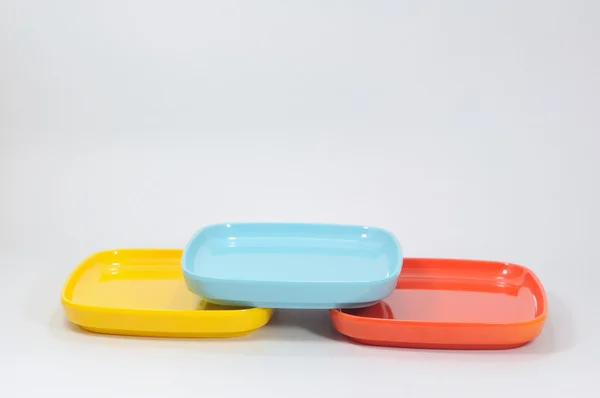 Many color melamine saucer — Stock Photo, Image