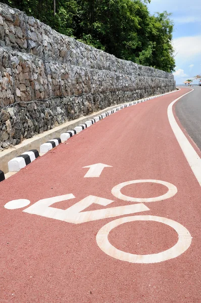 Bicicleta pista com direção seta — Fotografia de Stock