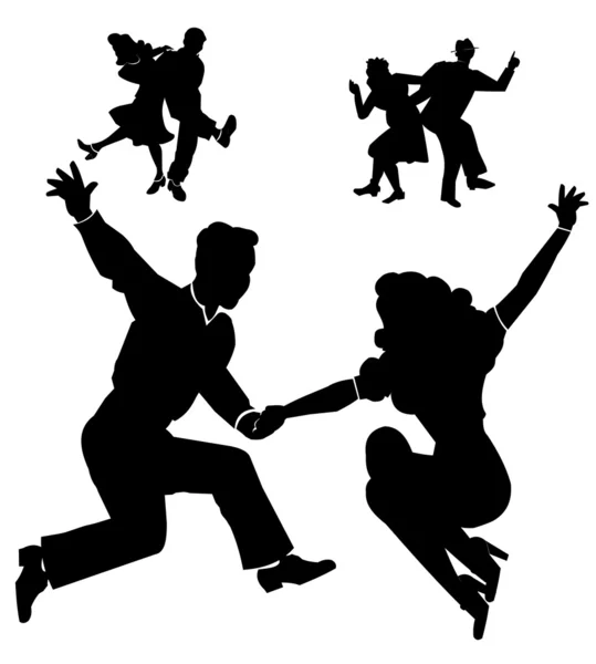 Danseurs rétro en silhouette — Image vectorielle