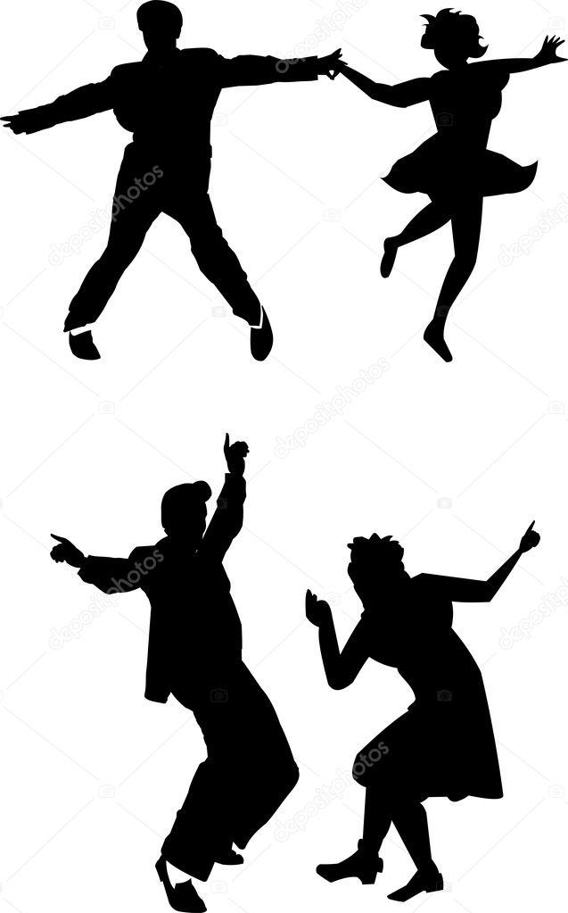 Retro teens dancing