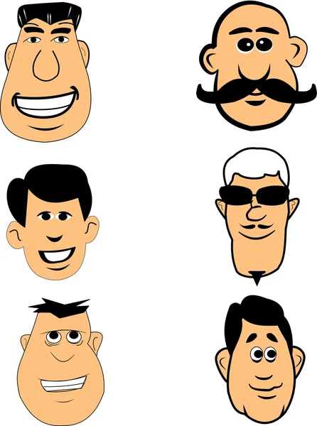 Retro men faces — Stock Vector