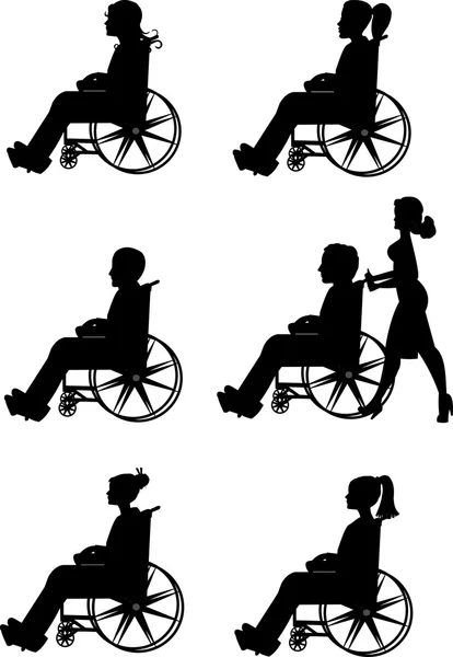 Men and women in wheelchairs — Stock Vector