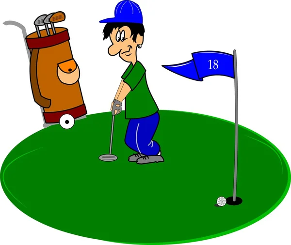 Golfista en el verde — Vector de stock