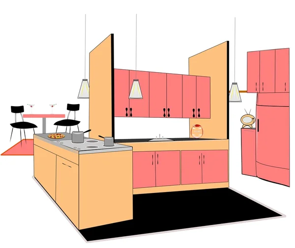 Oude stijl keuken — Stockvector