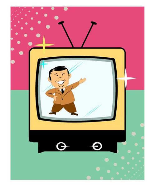 TV-presentator in retro stijl — Stockvector