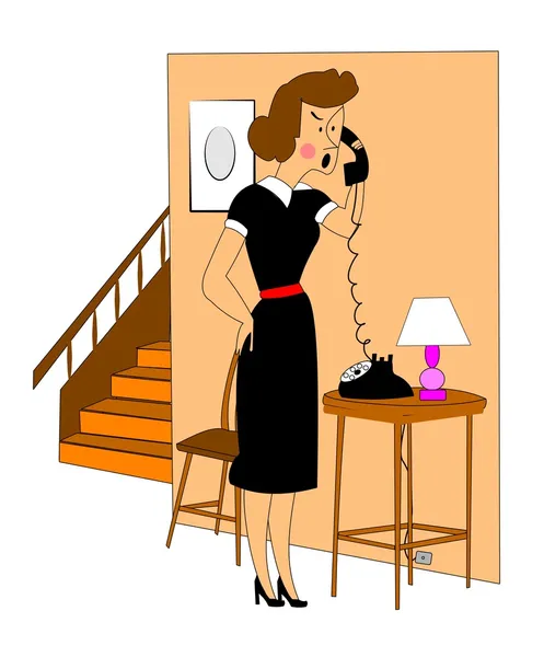 Kadın telefonda sinirleniyor — Stok Vektör