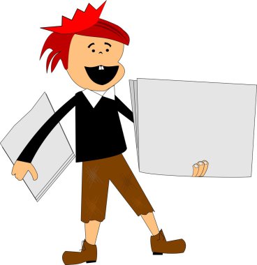 retro tarzı gazeteci çocuk