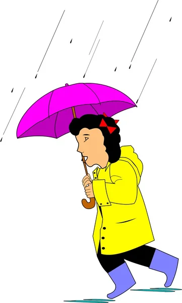 Corriendo bajo la lluvia — Vector de stock