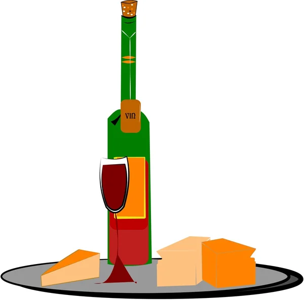 Víno a sýr — Stockový vektor