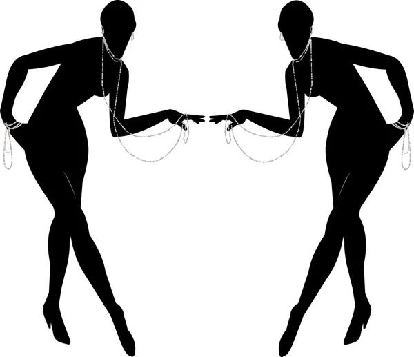 Dancers in black with pearls — Stock Vector