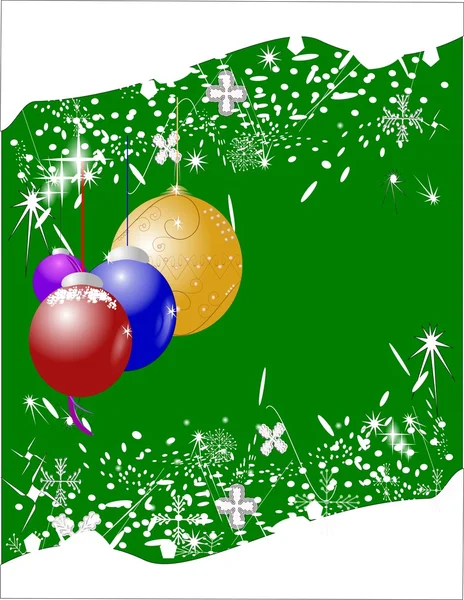 Stock photo - Christmas card with bulbs on green — Stock Photo, Image