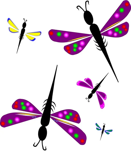 Vector illustration - dragonflies on white abstract — Stock Vector