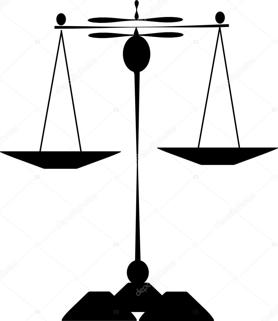 Vector illustration - scales of justice on white