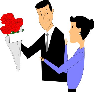 vektör çizim - anneler günü çiçek retro tarzı