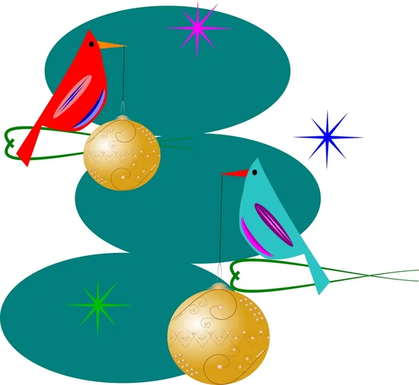 Векторная иллюстрация - рождественские птицы на белом — стоковый вектор