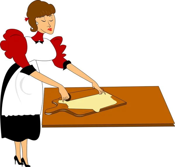 Vektor illustration - mamma matlagning i köket — Stock vektor