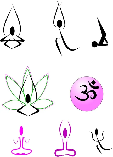 Vector illustration - yoga symbols — Stock Vector