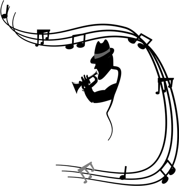 Muž s trumpeta — Stockový vektor