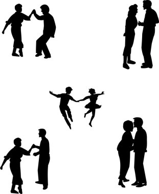 Teens in various dance poses clipart