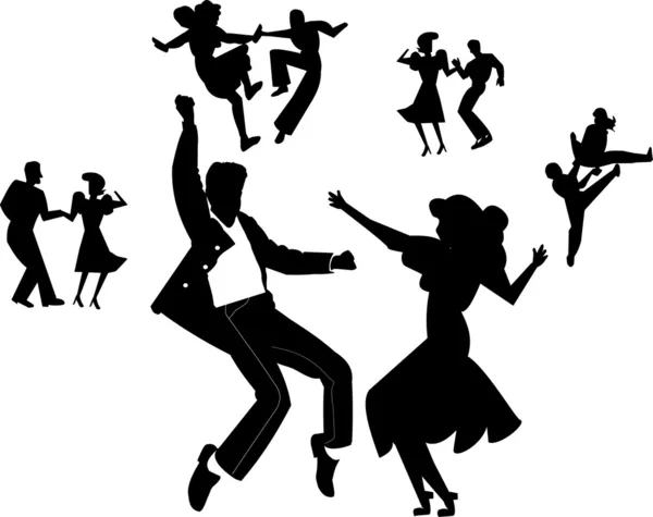 Rock and roll dancers — Stock Vector