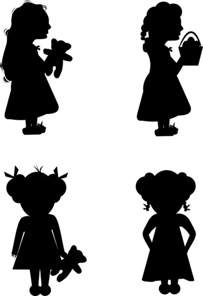 Lil Mädchen in Silhouette gesetzt — Stockvektor