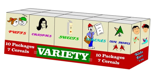 Variety pack of cereals — Stock Photo, Image