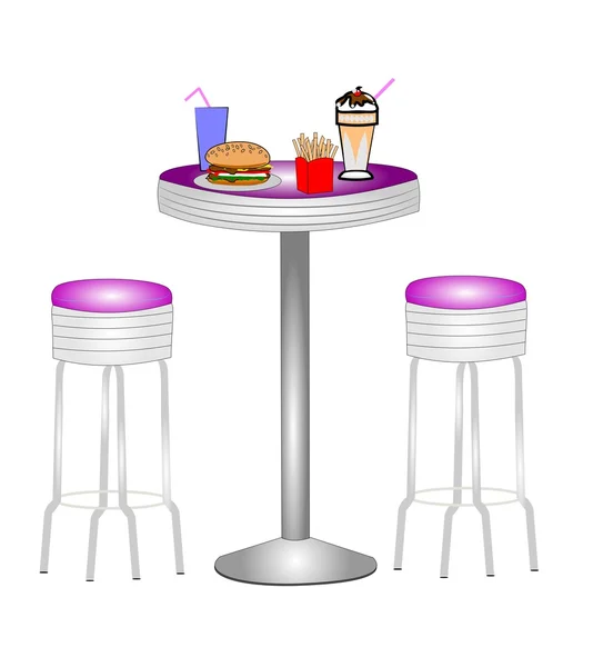 Diner table and stools — Stock Vector