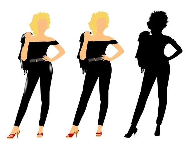 Fifties chicks in 3 styles — Stock Vector