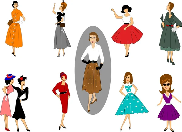 Modas dos anos 50 — Vetor de Stock