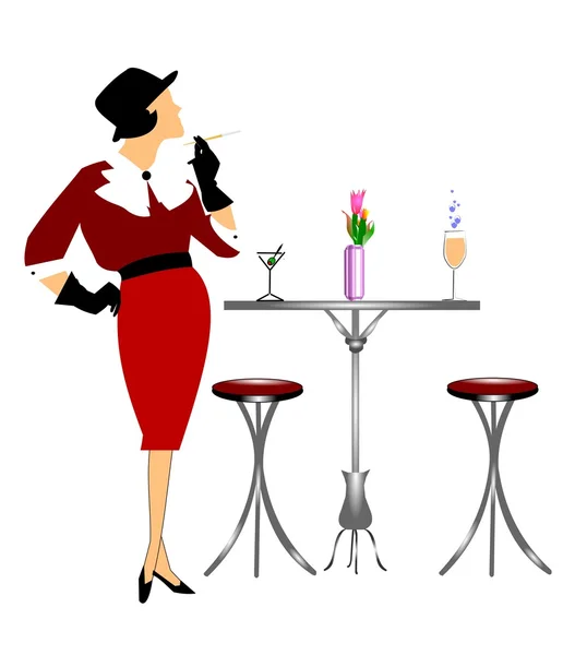 Diva stojící u stolu café — Stockový vektor