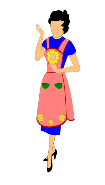 Woman in colorful apron — Stock Vector