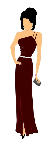 Lady in red gown — Stock Vector