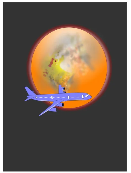 Airplane in front of moon — Stock Vector