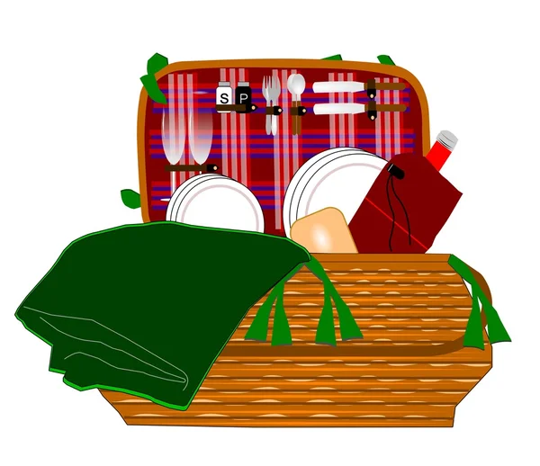 Picnic basket complete — Stock Vector