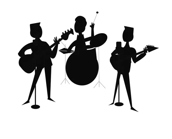 3-koppige band in silhouet — Stockvector