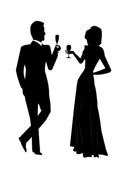 Holiday toast in silhouette — Stock Vector