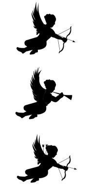 Yetişkin cupids siluet içinde