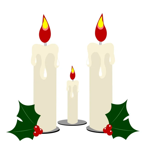 Candle set trio for holidays — Stock Vector