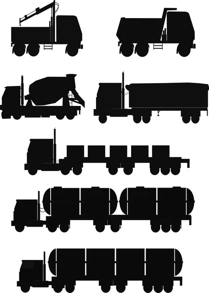 Vrachtwagen silhouetten — Stockvector