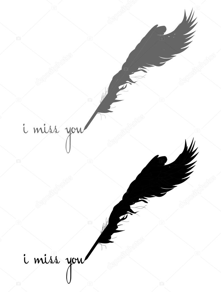 Winged quill pen in silhouette concept