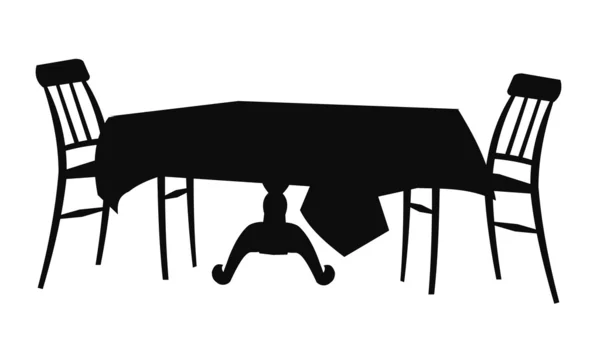 Silhouette von Tisch und Stuhl — Stockvektor