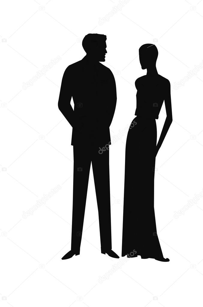 Vintage couple in silhouette