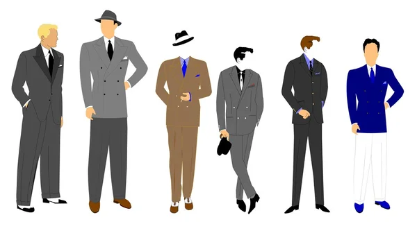 Men retro style and their fashions — Stock Vector