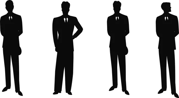 Retro män i kostymer siluett — Stock vektor