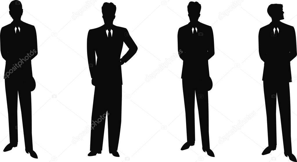 Retro men in suits silhouette