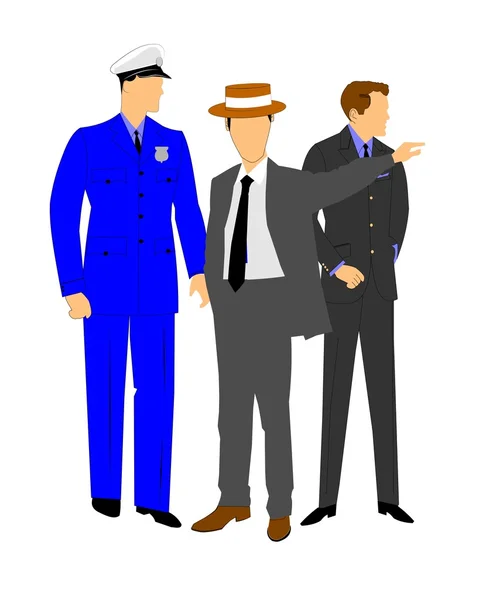 Oldtimer-Polizist im Gespräch mit Männern — Stockvektor
