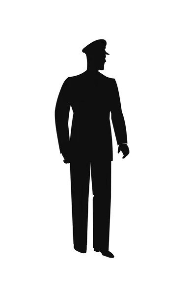 Poliziotto in piedi in silhouette — Vettoriale Stock