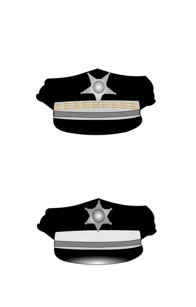 Sombreros de policía con insignias — Vector de stock