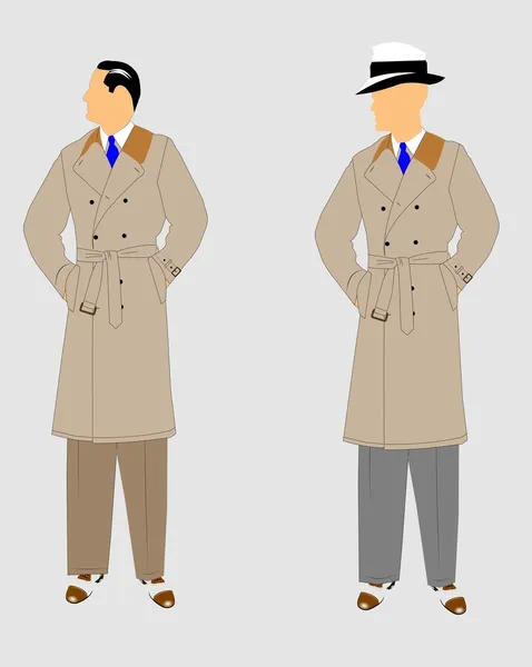 Detectives en gabardina — Vector de stock